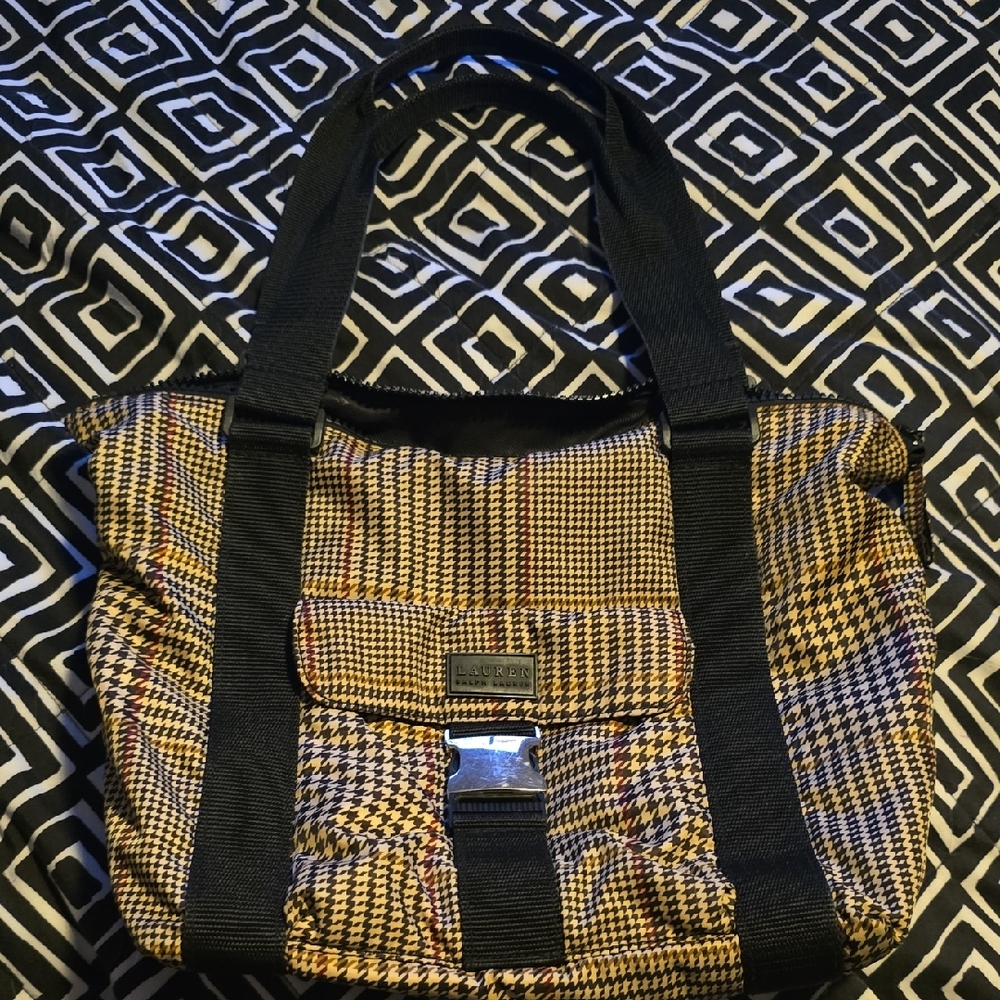 Lauren Ralph Lauren Black and Brown Duffel Bag
